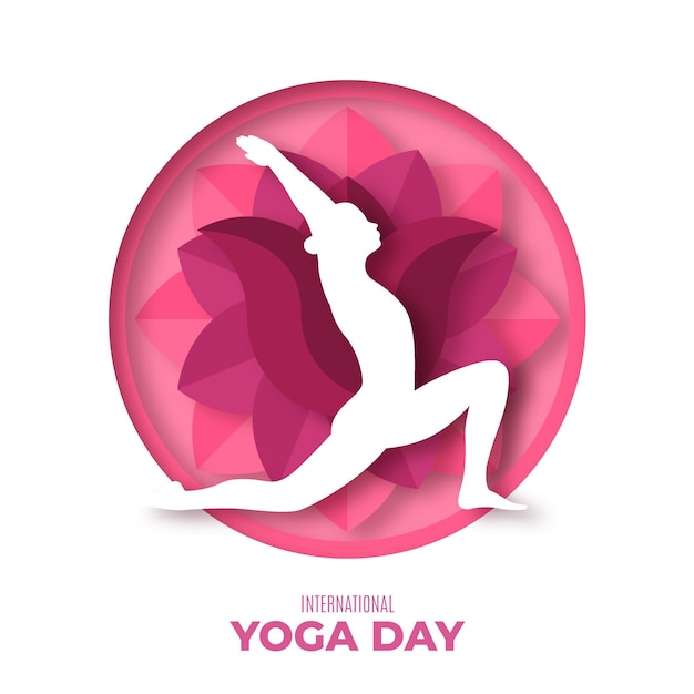 International day of yoga illustration in paper style