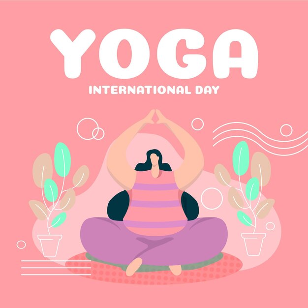 Free vector international day of yoga illustration