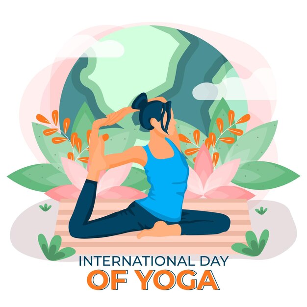 International day of yoga inner peace flat design