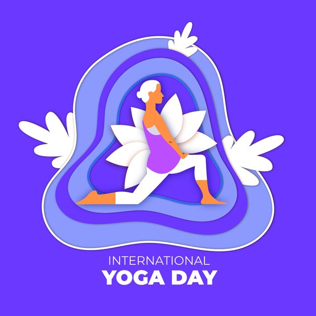 International day of yoga in paper style