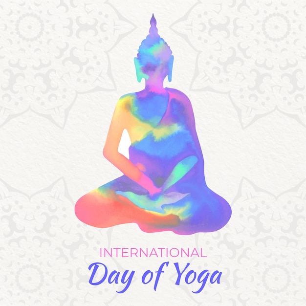 International day of yoga in watercolor