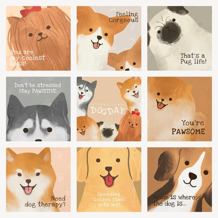 無料Vector 国際犬の日テンプレートソーシャルメディア投稿セット