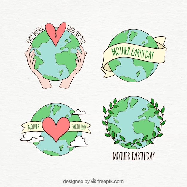 Free vector international earth day badges collection