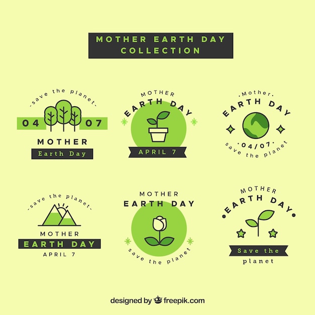 Free vector international earth day badges in flat design