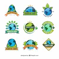 Free vector international earth day labels in flat design