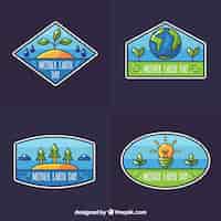 Free vector international earth day labels in flat design