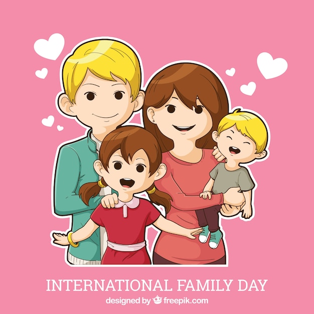 International family day background with happy people