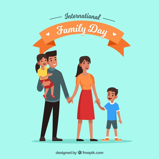 International family day background with happy people