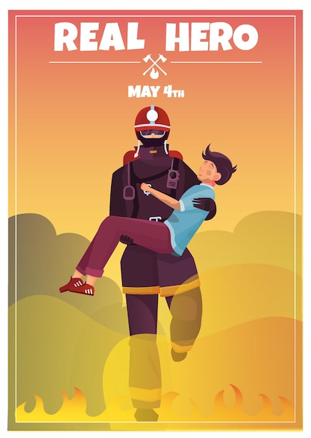 Free vector international firefighters day poster