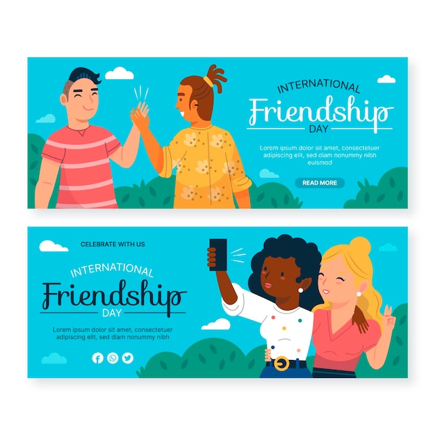 Free vector international friendship day banners set