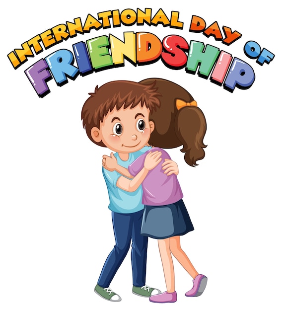 무료 벡터 가장 친한 친구 아이들과 함께하는 국제 우정의 날