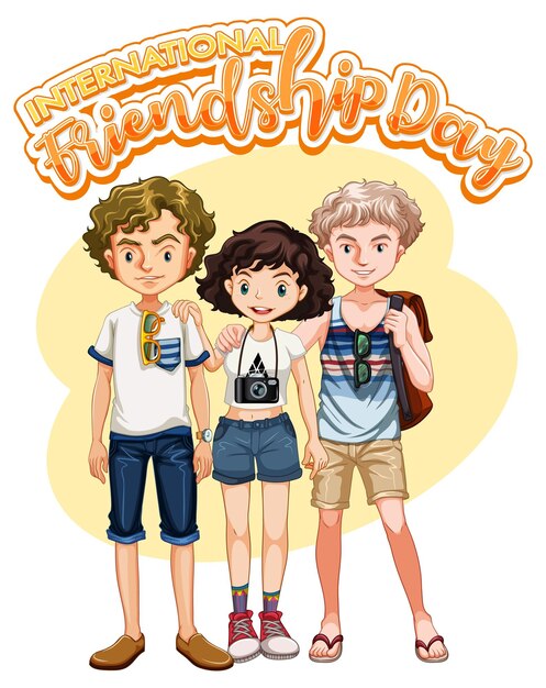 Free vector international friendship day with three teenagers