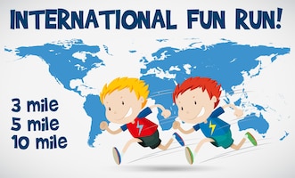 International fun run poster with runners