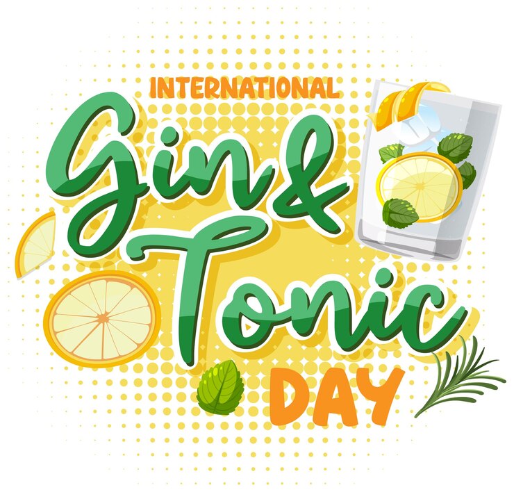 Free Vector international gin and tonic day logo design