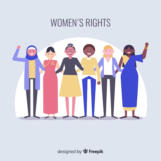 International group of women with flat design