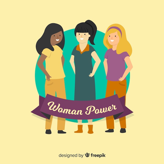 Free vector international group of women with flat design