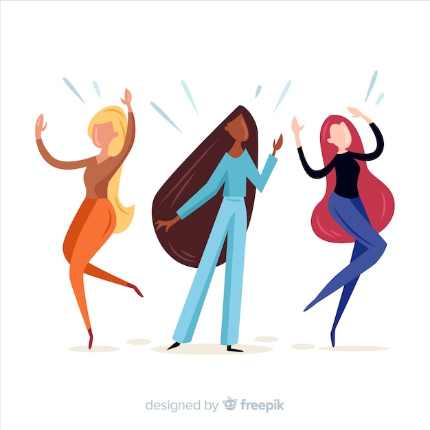 Free vector international group of women with flat design