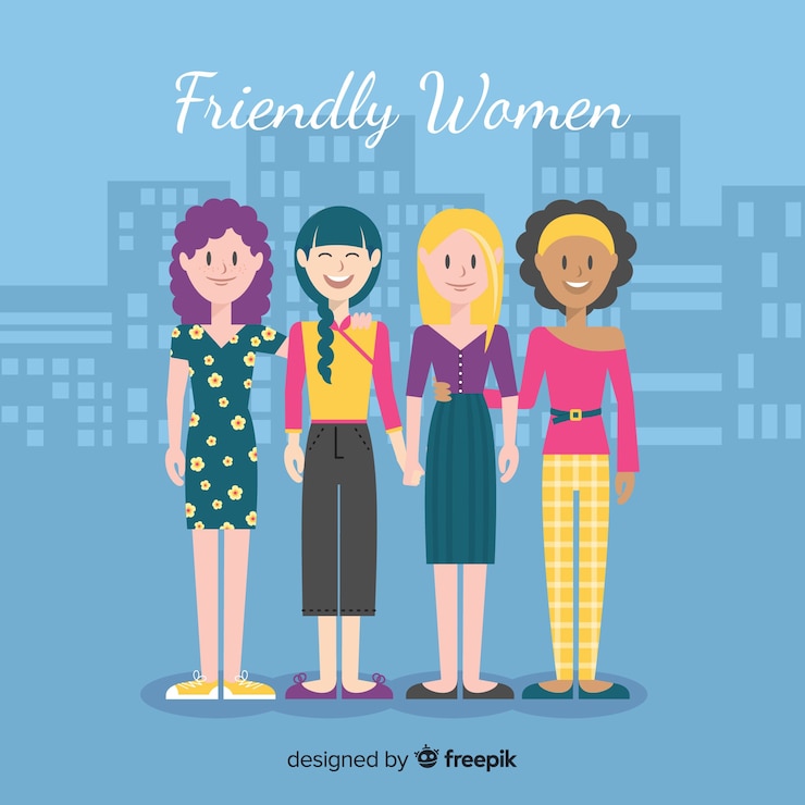 Free Vector international group of women with flat design