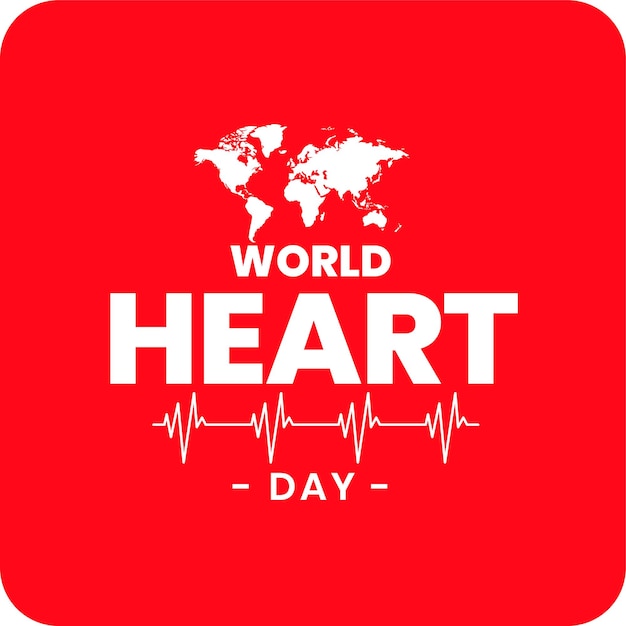 Free vector international heart day cardiogram background with world map design vector