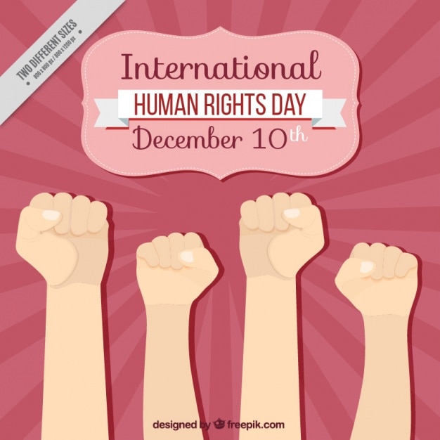 Бесплатное векторное изображение Международный день прав человека фон с кулаками