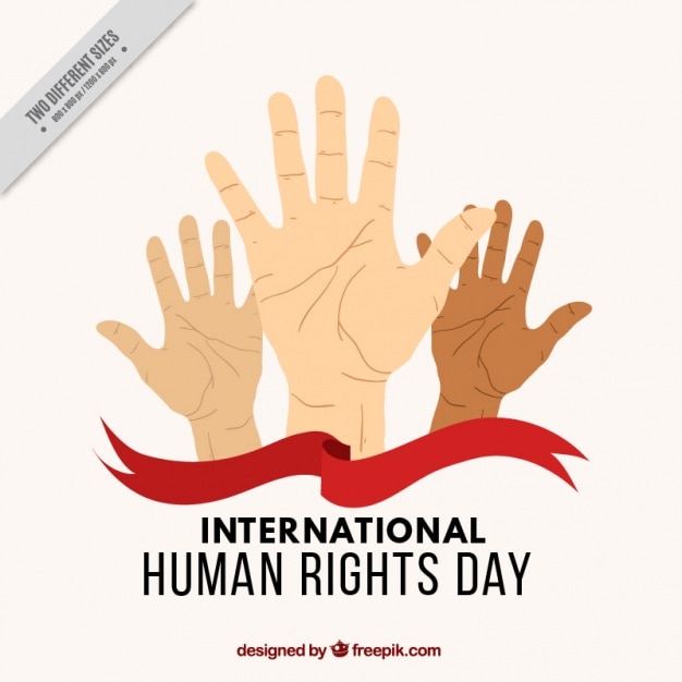 International human rights day background with hands