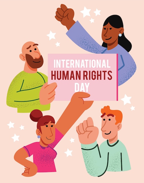 International human rights day hand drawn