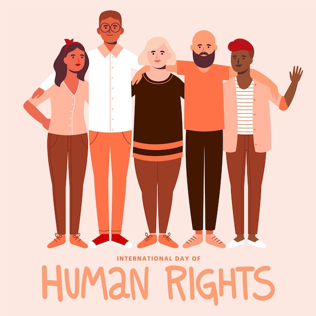 Free vector international human rights day people holding together