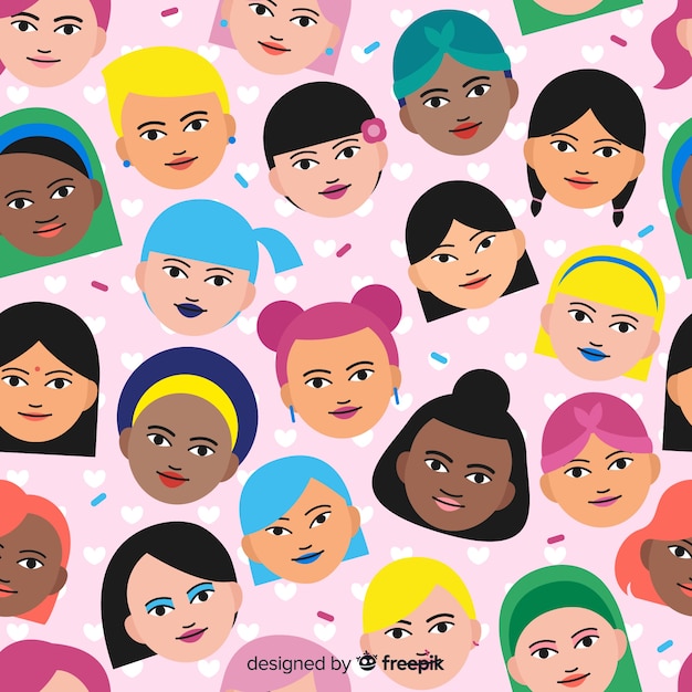 International and interracial group of women pattern