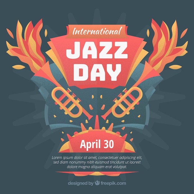 Free vector international jazz day background in flat design