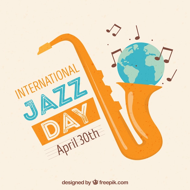 Free vector international jazz day background in flat design