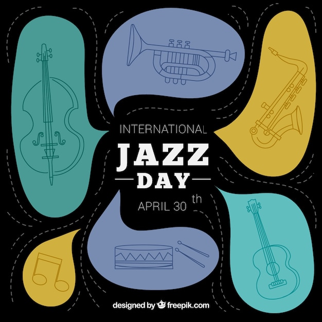 Бесплатное векторное изображение Международный день джазового дня в плоском дизайне