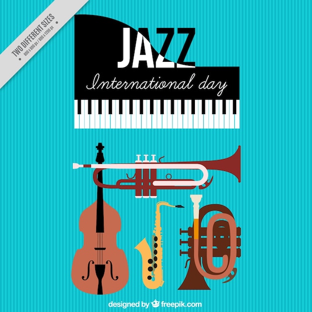 International jazz day background with musical instruments