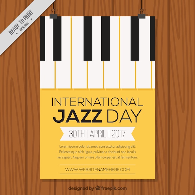 International jazz day brochure with piano keys