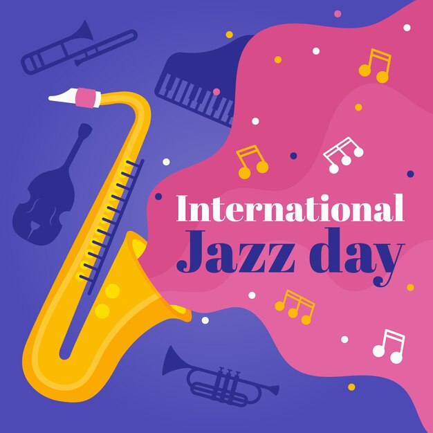 International jazz day in flat design