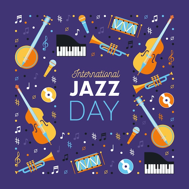 International jazz day in flat design