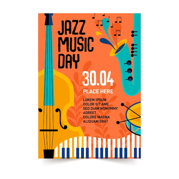 International jazz day flyer template design