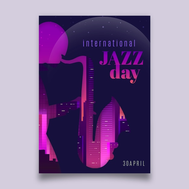 Free vector international jazz day flyer template style