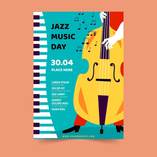 Free vector international jazz day flyer template theme