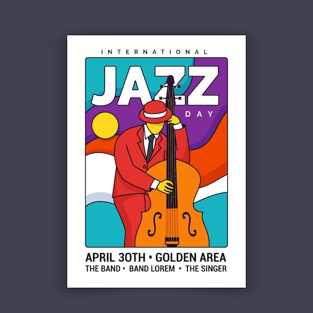 Manifesto illustrato giornata internazionale del jazz