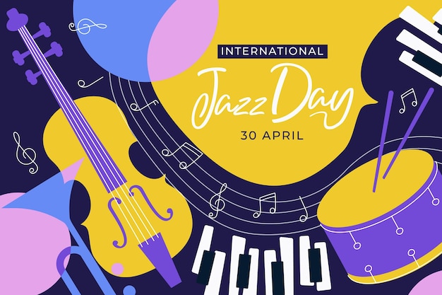 Free vector international jazz day illustration with musical instruments