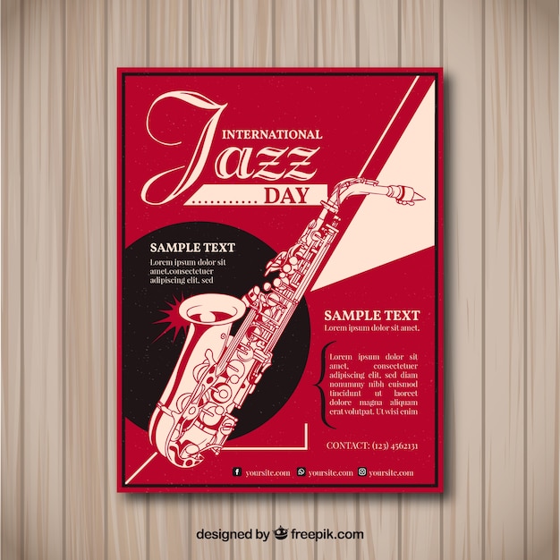 Бесплатное векторное изображение Международный джазовый плакат в стиле винтаж