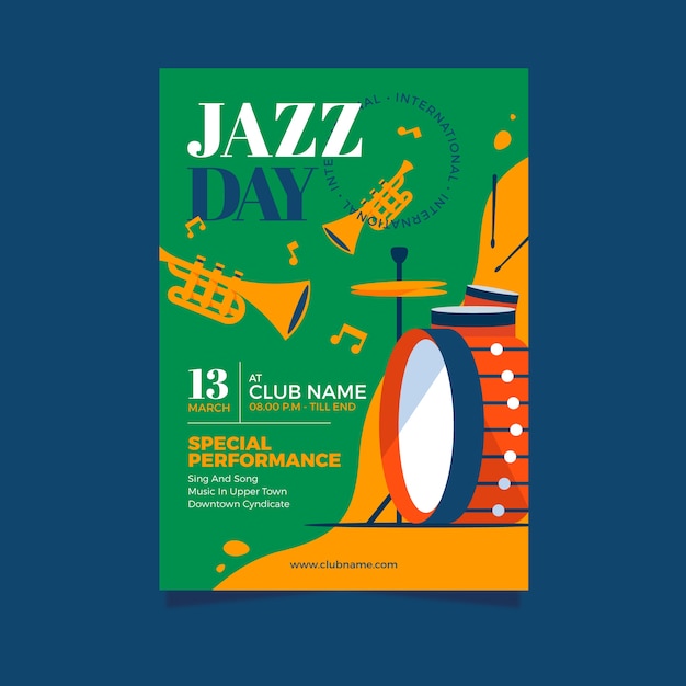 Free vector international jazz day poster template style