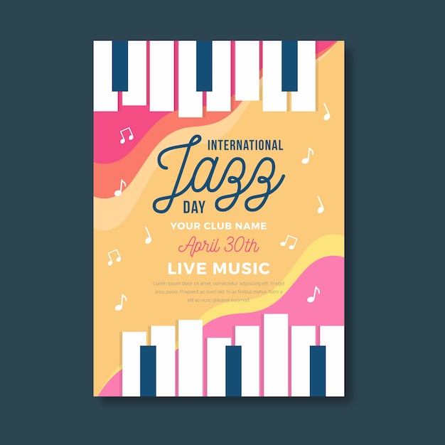 Бесплатное векторное изображение Тема шаблона плаката международного дня джаза