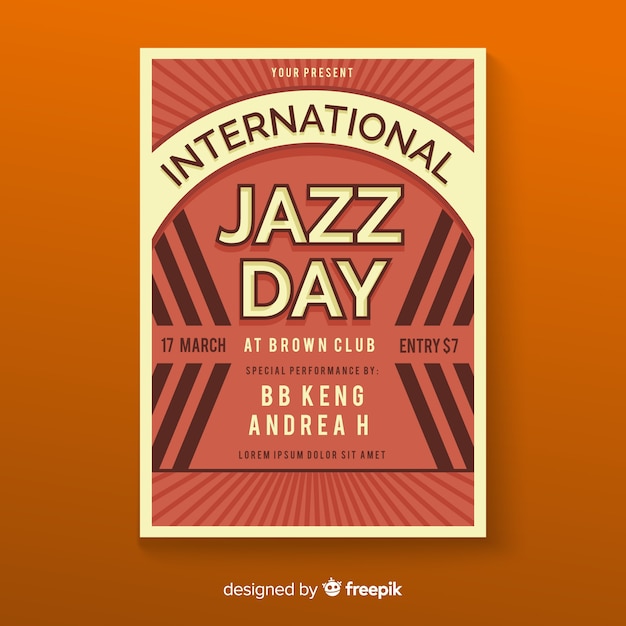 Modello di poster di jazz internazionale