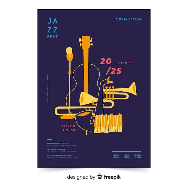 Free vector international jazz day poster template