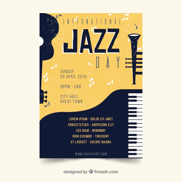 Free vector international jazz day poster