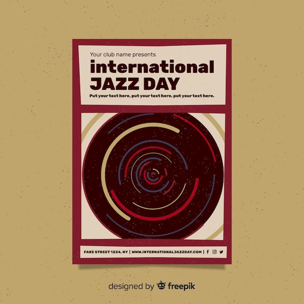 Free vector international jazz day retro vintage flyer / poster