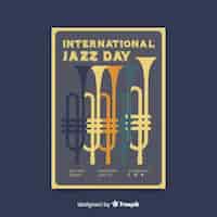 Vettore gratuito aletta di filatoio / poster vintage retrò di jazz internazionale