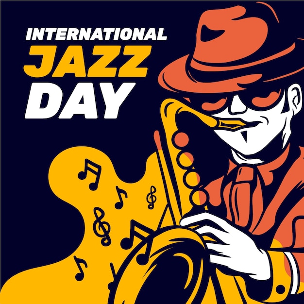 색소폰 연주 남자와 국제 재즈의 날