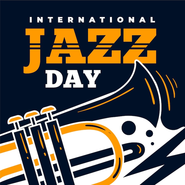 Free Vector international jazz day with trumpet